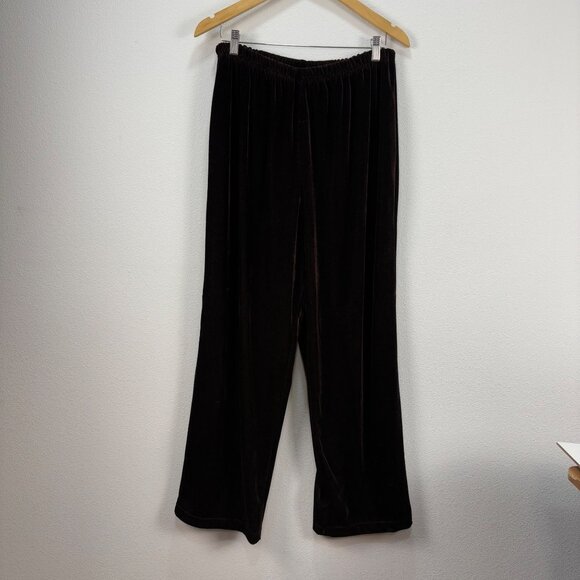 Vintage Briggs Womens 1X Brown Velvet Pants Elastic Waist Stretch Canada - Picture 1 of 8